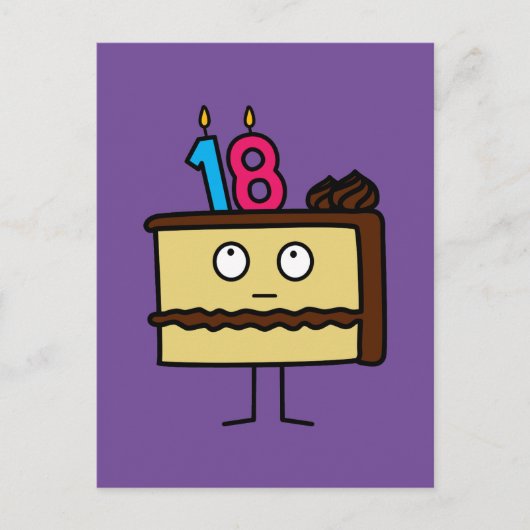18. Geburtstagskuchen mit Kerzen Schokolade Postkarte (Vorderseite)
