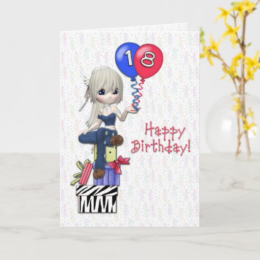 18. Geburtstagsmädchen Karte (Gelbe Blume)