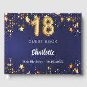 18. Geburtstagsnacht blaue Goldsterne Gästebuch (Vorderseite)
