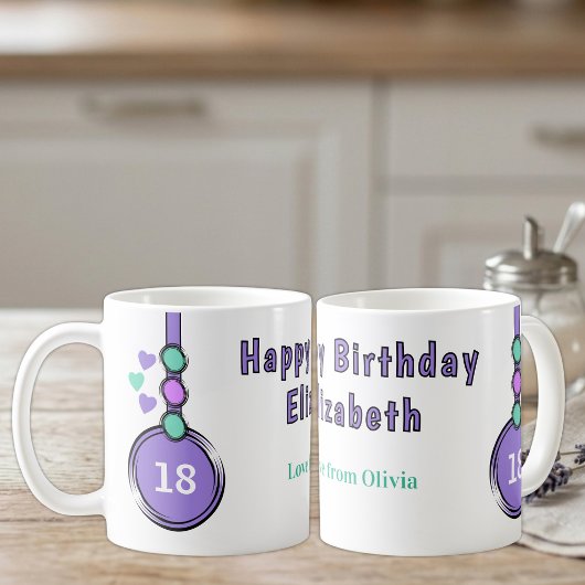 18. Geburtstagsname lila grün Kaffeetasse