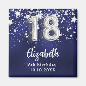 18. Geburtstagsnavy blauen Silberstars Magnet (Vorne)