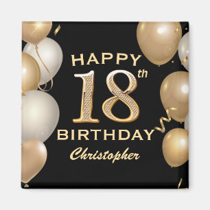 18. Geburtstagsparty Black and Gold Ballons Magnet