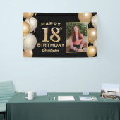 18. Geburtstagsparty Black and Gold Balloons Foto Banner (Messeveranstaltung)