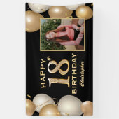 18. Geburtstagsparty Black and Gold Balloons Foto Banner (Vertikal)