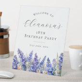 18. Geburtstagsparty Blue July Birth Blume Willkom Sockelschild (In Situ)