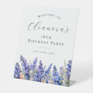 18. Geburtstagsparty Blue July Birth Blume Willkom Sockelschild
