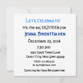 18. Geburtstagsparty Blue Striping Kerzen Einladung (Rückseite)