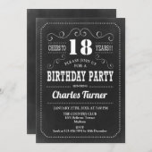 18. Geburtstagsparty - Chalkboard Schwarz-weiß Einladung (Vorne/Hinten)