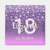 18. Geburtstagsparty Diamanten Glitzer lila rosa Magnet (Vorne)