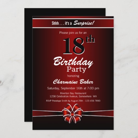 18. Geburtstagsparty Einladung (Vorne/Hinten)