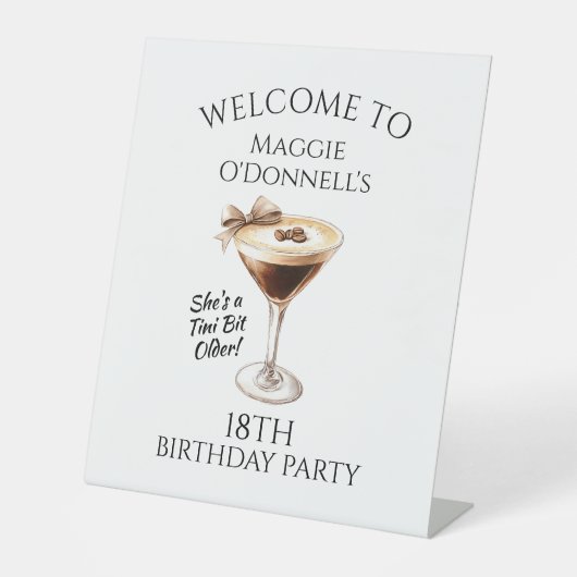 18. Geburtstagsparty Espresso Martini Willkommen Sockelschild (Vorderseite)