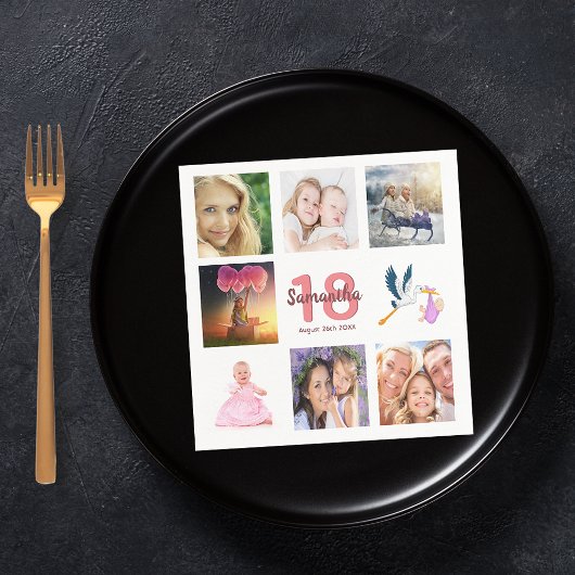18. Geburtstagsparty Foto Collage Serviette