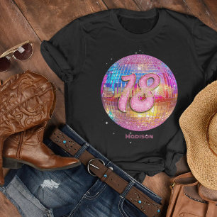 18. Geburtstagsparty Gold Pink Glitter Disco Kugel T-Shirt
