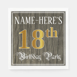 18. Geburtstagsparty - Imitate Gold & Imitate Wood Serviette