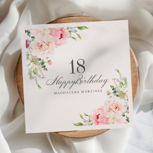18. Geburtstagsparty liefert rosafarbene Blumenstr Serviette
