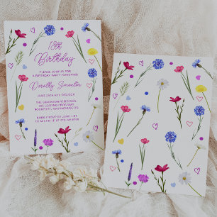 18. Geburtstagsparty Lila Wildblume Meadow Einladung