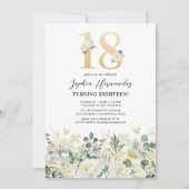 18. Geburtstagsparty mit weißer Blüte Einladung (Vorderseite)