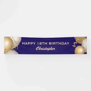 18. Geburtstagsparty Navy Blue and Gold Balloons Banner