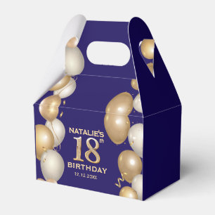 18. Geburtstagsparty Navy Blue and Gold Balloons Geschenkschachtel