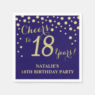 18. Geburtstagsparty Navy Blue und Gold Diamond Serviette