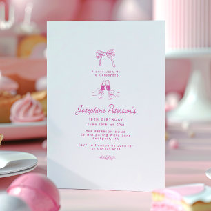 18. Geburtstagsparty Pink Whimsical Dainty Doodle Einladung