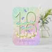 18. Geburtstagsparty Rainbow Garden Einladung (Stehend Vorderseite)