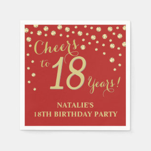 18. Geburtstagsparty Red and Gold Diamond Napkins Serviette