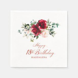 18. Geburtstagsparty Rosa roter Blumenkreuz Serviette