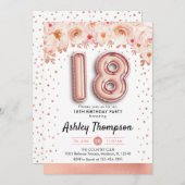 18. Geburtstagsparty - Rose Gold Ballons Einladung (Vorne/Hinten)