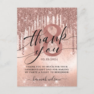 18. Geburtstagsparty Rose Gold Danke Postcard Postkarte