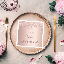 18. Geburtstagsparty Rose Gold Glitzer 18 Jahre Serviette
