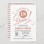 18. Geburtstagsparty - Rose Gold White Einladung (Vorne/Hinten)