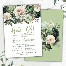18. Geburtstagsparty Sage Green Floral Einladung