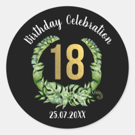 18. Geburtstagsparty schwarzes Gold Runder Aufkleber
