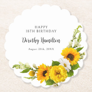 18. Geburtstagsparty Sonnenblumen Daisy Custom Untersetzer