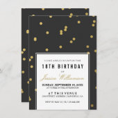 18. Geburtstagsparty | Trendy Gold Polka Einladung (Vorne/Hinten)