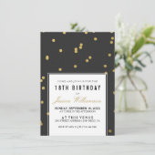 18. Geburtstagsparty | Trendy Gold Polka Einladung (Stehend Vorderseite)