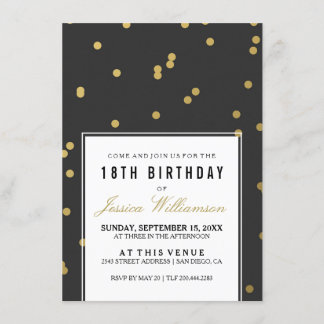 18. Geburtstagsparty | Trendy Gold Polka Einladung