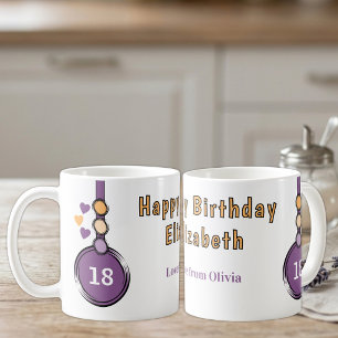 18. glücklicher Geburtstag Name lila orange Kaffeetasse