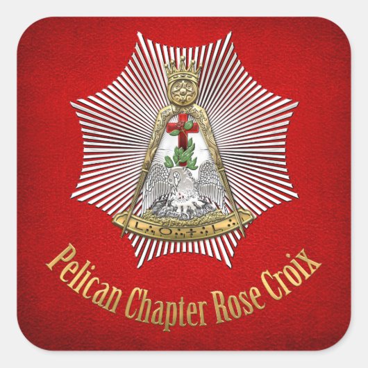 18. Grad: Pelican Chapter Rose Croix Quadratischer Aufkleber (Vorderseite)