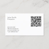 18 % Graukarten-Fotograf QR Code Business Card Visitenkarte (Rückseite)