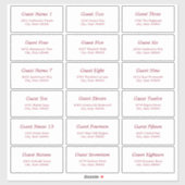 18 Guest Address Labels White Burgundy Sticker (Blatt)
