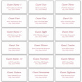 18 Guest Address Labels White Burgundy Sticker (Vorderseite)