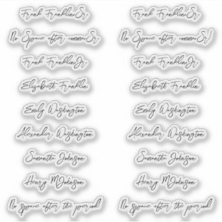 18 Guest Names Handwriting Style Script Aufkleber