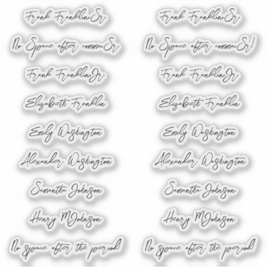 18 Guest Names Handwriting Style Script Aufkleber (Vorderseite)