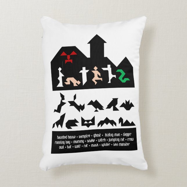 18 Halloween-Tangram-Bilder Dekokissen (Vorderseite(Vertikal))