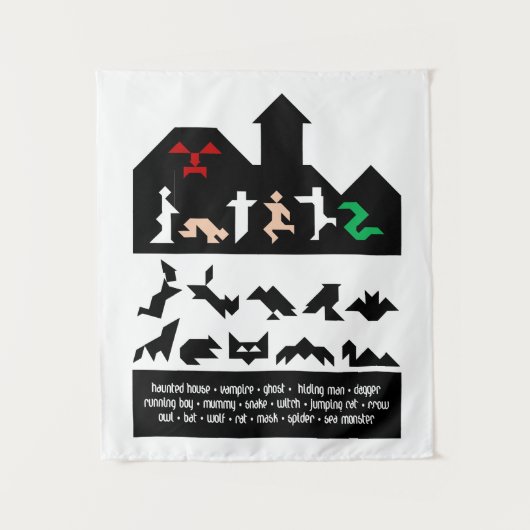 18 Halloween-Tangram-Bilder Wandteppich (Vorderseite)
