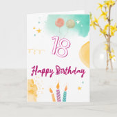 18. Happy Birthday Karte (Gelbe Blume)