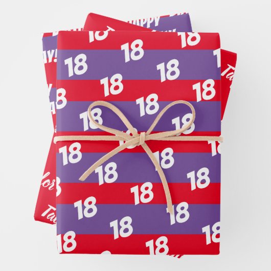 18. Happy Geburtstag Name hinzufügen Geschenkpapier Set (Beispiel)