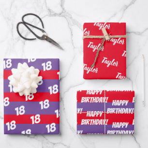 18. Happy Geburtstag Name hinzufügen Geschenkpapier Set